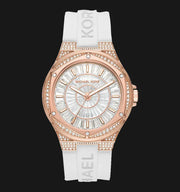  Shop Authentic Michael Kors Lennox Three-Hand Crystals Dial White Silicone Strap Watch For Women - MK7248 - Luxxuri