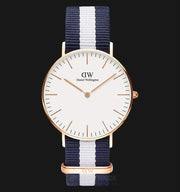  Shop Authentic Daniel Wellington Classic Glasgow White Dial Two Tone NATO Strap Watch For Women - DW00100031 - Luxxuri