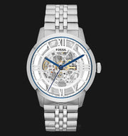  Shop Authentic Fossil Townsman Automatic Skeleton Silver Dial Silver Steel Strap Watch for Men - ME3044 - Luxxuri