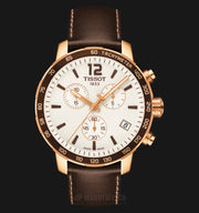  Shop Authentic Tissot Quickster Chronograph White Dial Brown Leather Strap Watch For Men - T095.417.36.037.02 - Luxxuri