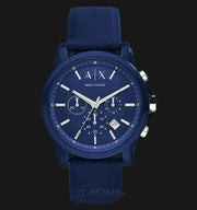  Shop Authentic Armani Exchange Outerbanks Chronograph Blue Dial Blue Silicone Strap Watch For Men - AX1327 - Luxxuri
