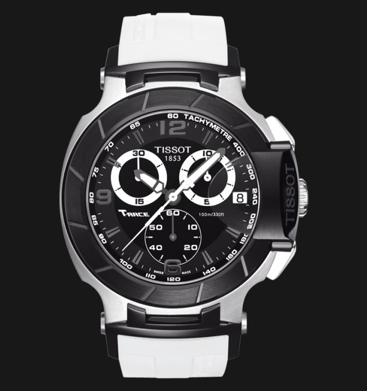  Shop Authentic Tissot T Race Chronograph Black Dial White Rubber Strap Watch for Men - T048.417.27.057.05 - Luxxuri