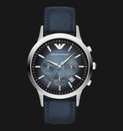 Shop Authentic Emporio Armani Classic Chronograph Blue Dial Blue Leather Strap Watch For Men - AR2473 - Luxxuri