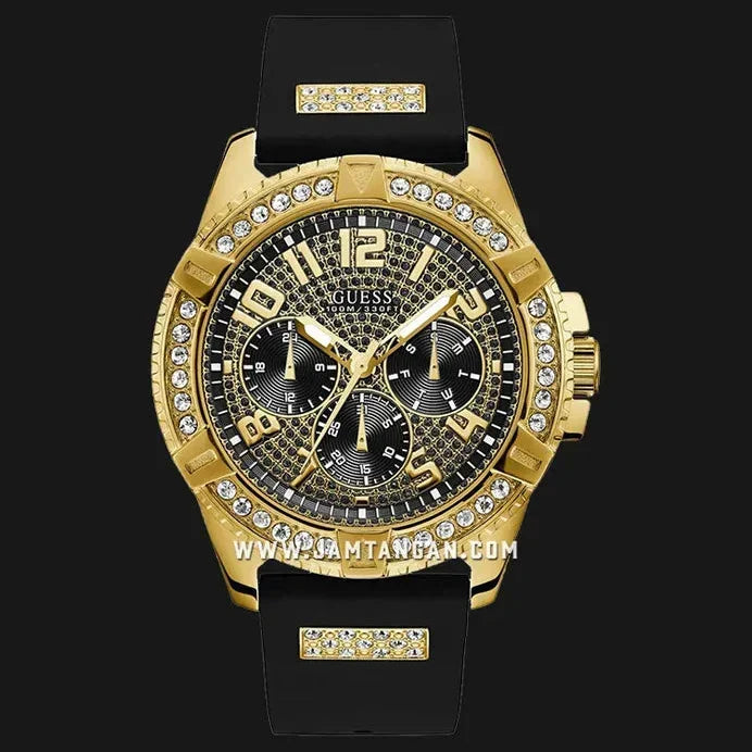  Shop Authentic Guess Frontier Crystals Black Dial Black Silicone Strap Watch For Men - W1132G1 - Luxxuri