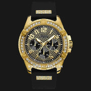  Shop Authentic Guess Frontier Crystals Black Dial Black Silicone Strap Watch For Men - W1132G1 - Luxxuri