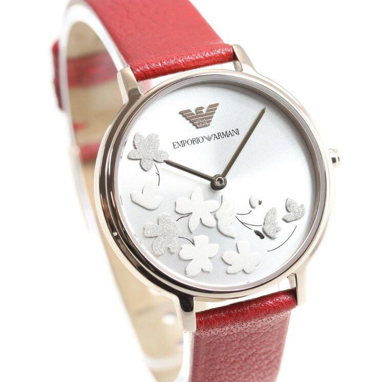  Shop Authentic Emporio Armani Kappa Classic Quartz Silver Dial Red Leather Strap Watch For Women - AR11114 - Luxxuri