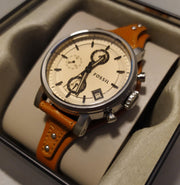  Shop Authentic Fossil Original Boyfriend Sport Chronograph Beige Dial Brown Leather Strap Watch for Women - ES4046 - Luxxuri