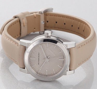  Shop Authentic Burberry The City Beige Dial Beige Leather Strap Watch for Women - BU9207 - Luxxuri