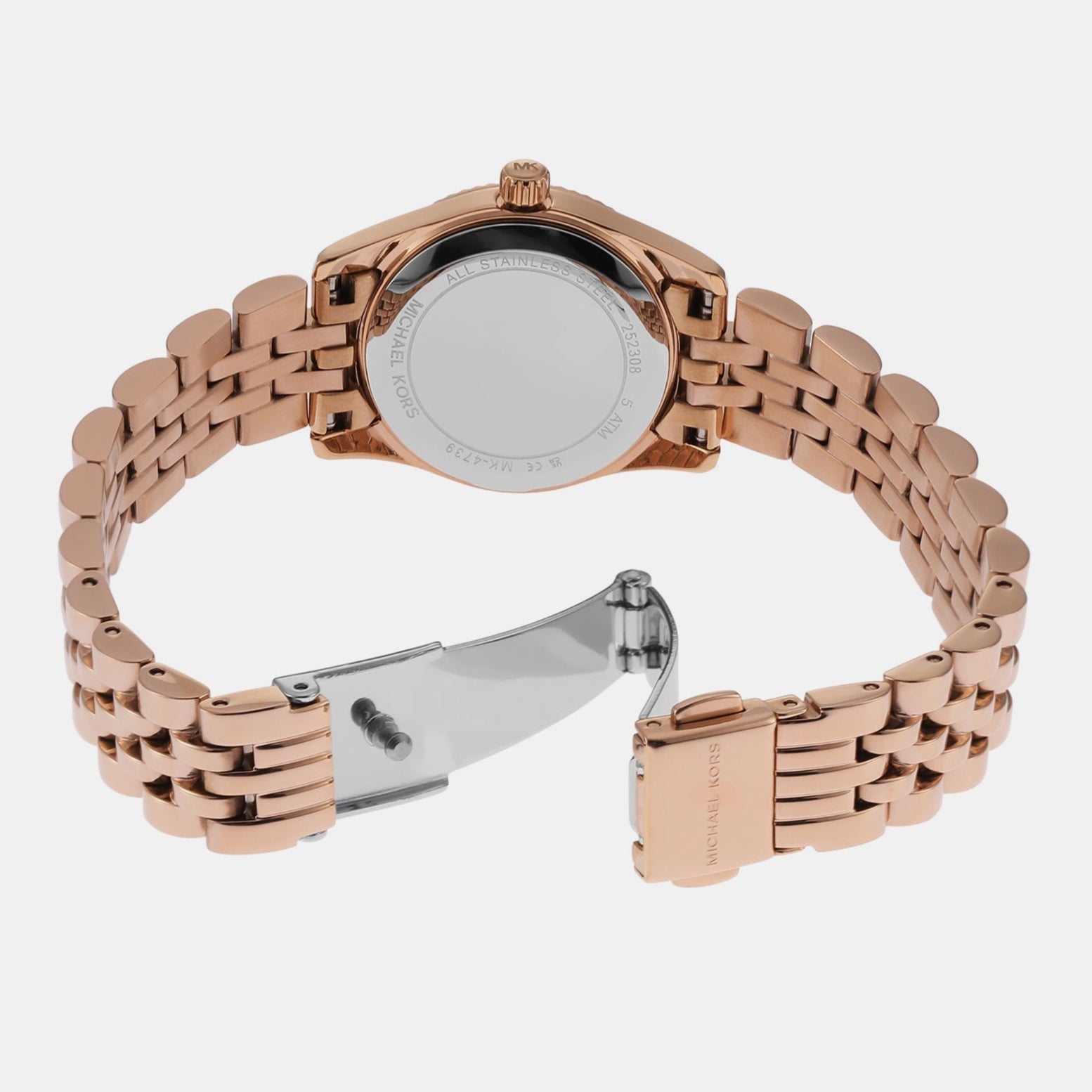  Shop Authentic Michael Kors Lexington Three Hand Rose Gold Dial Rose Gold Steel Strap Watch For Women - MK4739 - Luxxuri