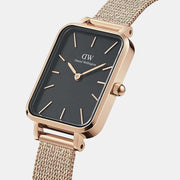  Shop Authentic Daniel Wellington Quadro Melrose Black Dial Rose Gold Mesh Bracelet Watch For Women - DW00100432 - Luxxuri