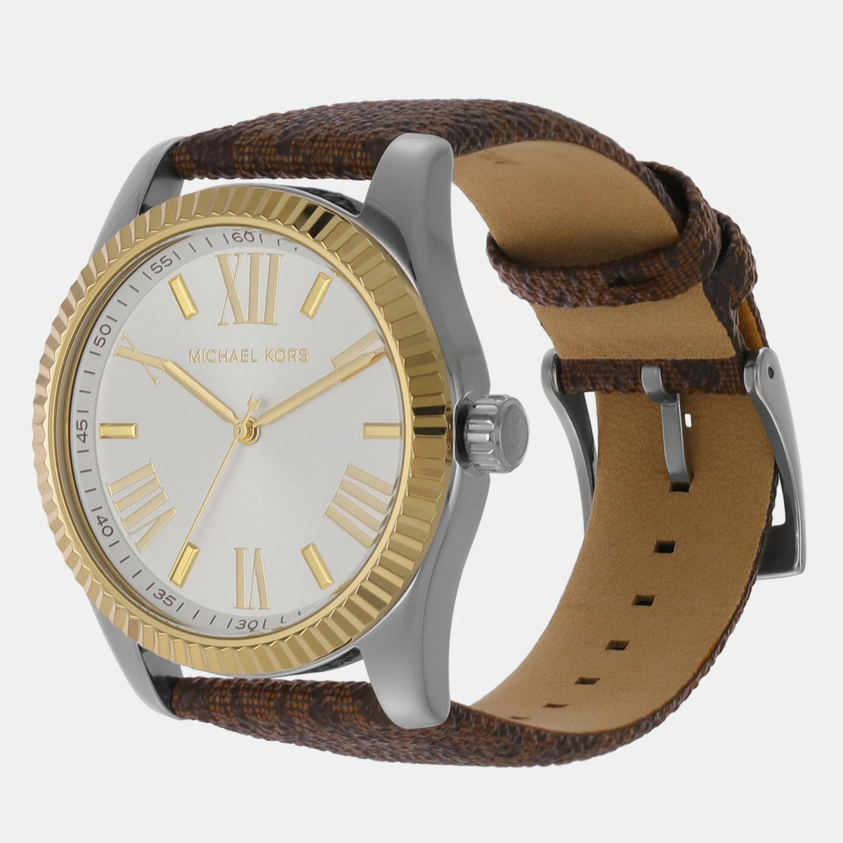  Shop Authentic Michael Kors Lexington Silver Dial Brown Leather Strap Watch For Women - MK4745 - Luxxuri
