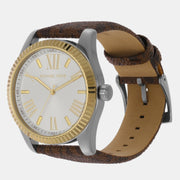  Shop Authentic Michael Kors Lexington Silver Dial Brown Leather Strap Watch For Women - MK4745 - Luxxuri