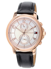  Shop Authentic Tommy Hilfiger Claudia White Dial Black Leather Strap Watch for Women - 1781817 - Luxxuri