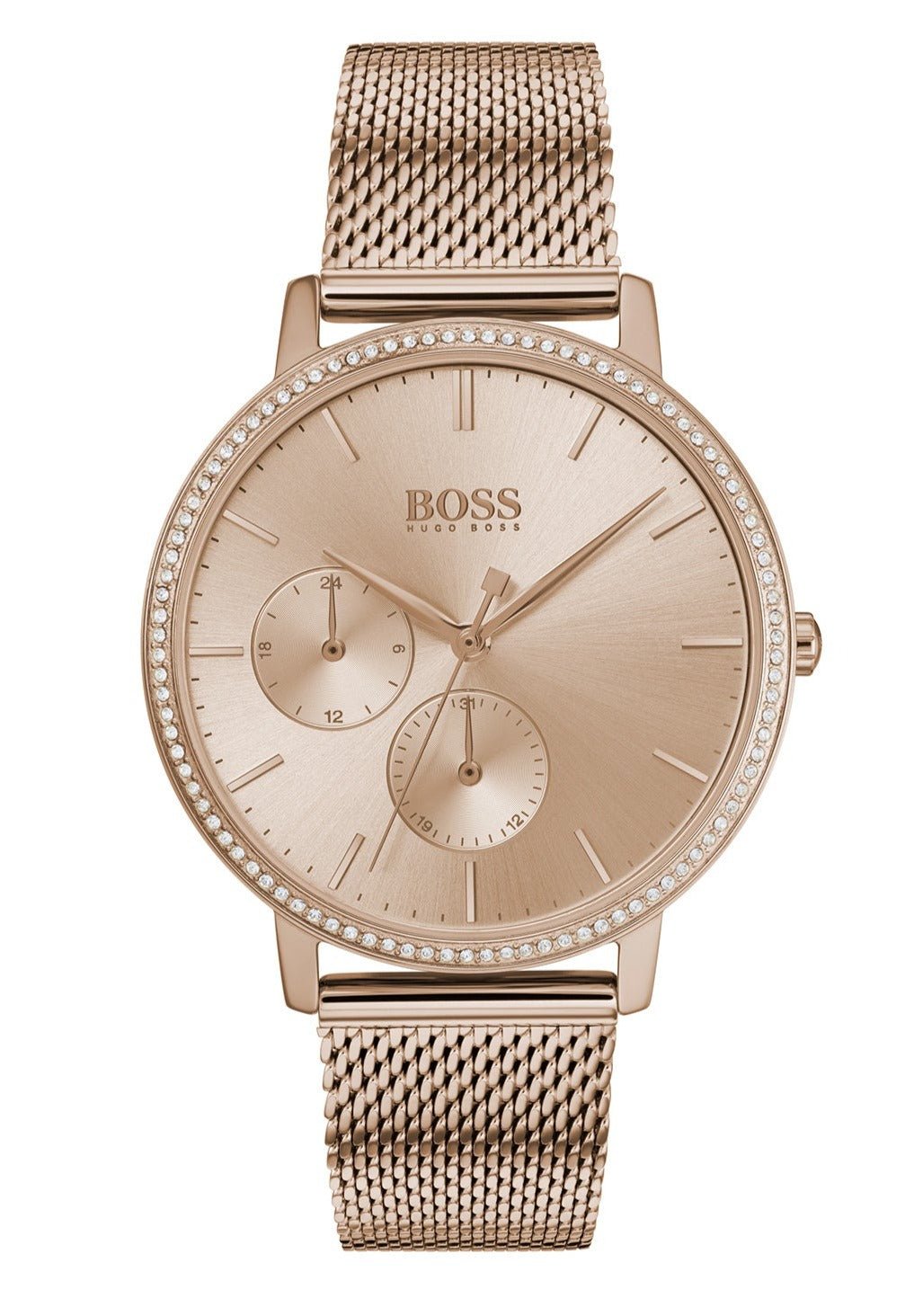  Shop Authentic Hugo Boss Infinity Carnation Gold Dial Gold Mesh Bracelet Watch for Women - 1502519 - Luxxuri