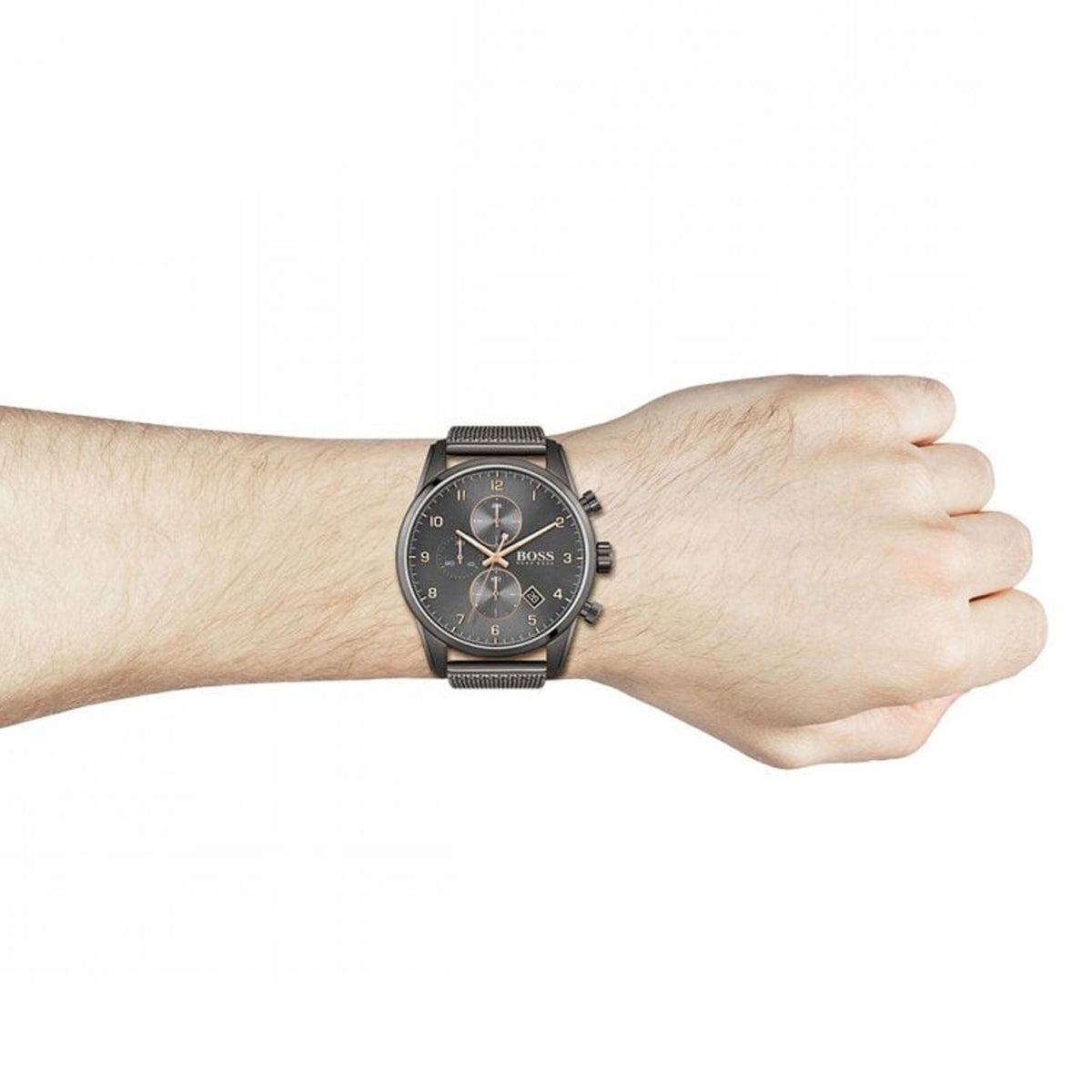  Shop Authentic Hugo Boss Skymaster Grey Dial Grey Mesh Bracelet Watch for Men - 1513837 - Luxxuri