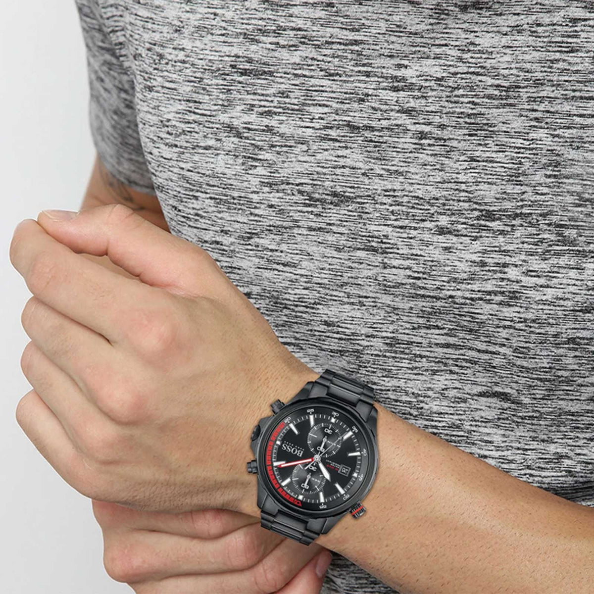  Shop Authentic Hugo Boss Globetrotter Black Dial Black Steel Strap Watch for Men - 1513825 - Luxxuri