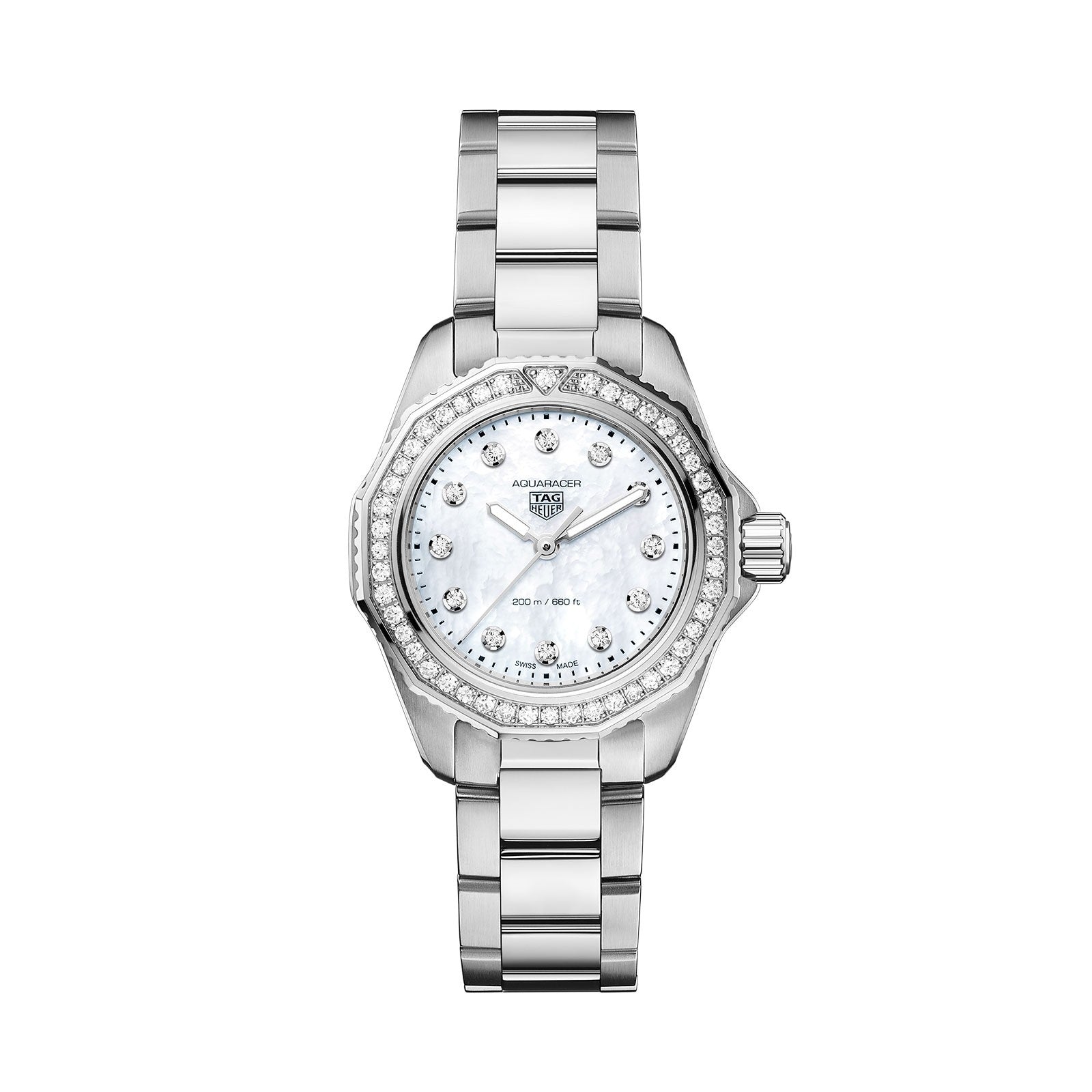  Shop Authentic Tag Heuer Aquaracer Professional 200 Quartz Diamond Mother of Pearl Dial Silver Steel Strap Watch for Women - WBP1417.BA0622 - Luxxuri
