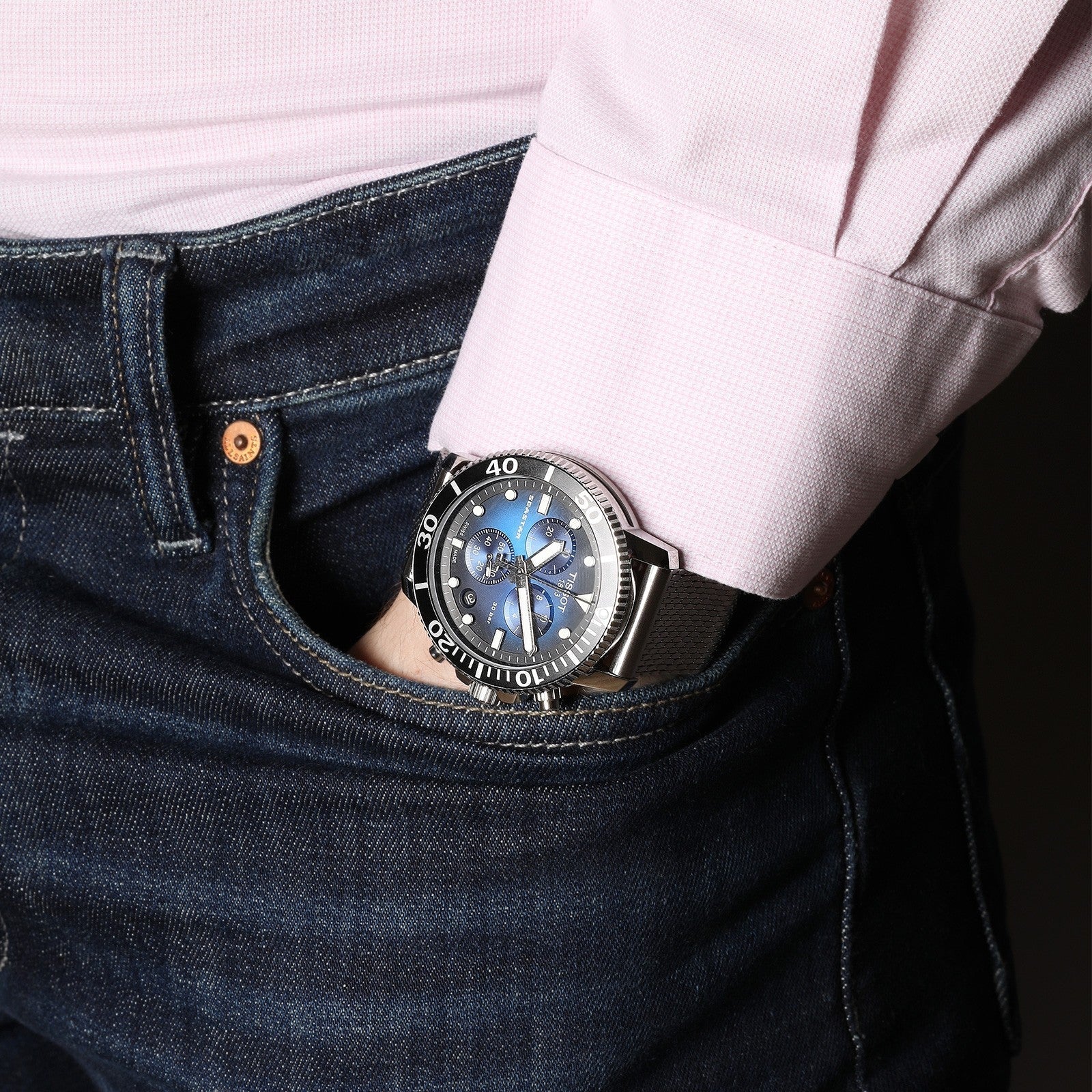  Shop Authentic Tissot Seastar 1000 Chronograph Blue Dial Silver Mesh Bracelet Watch For Men - T120.417.11.041.02 - Luxxuri
