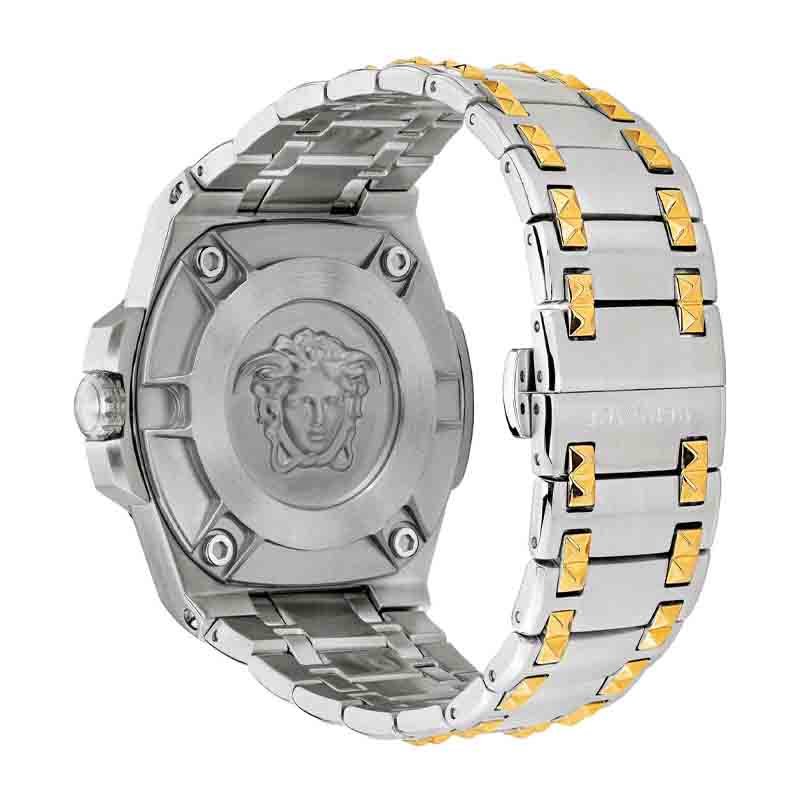  Shop Authentic Versace Chain Reaction Quartz White Dial Two Tone Steel Strap Watch for Men - VEDY00519 - Luxxuri