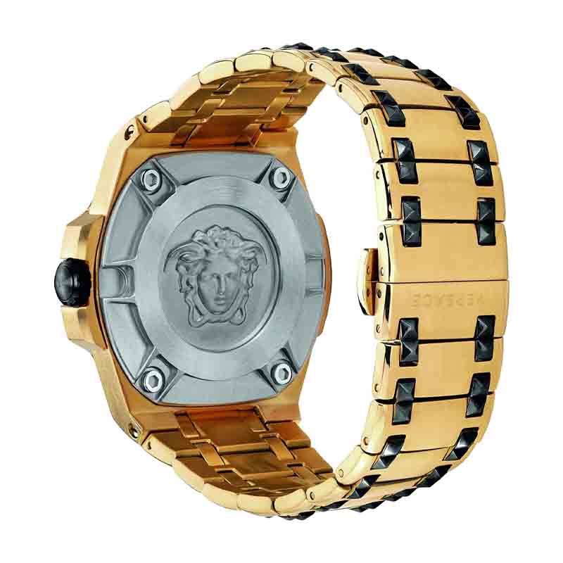  Shop Authentic Versace Chain Reaction Quartz Black Dial Two Tone Steel Strap Watch for Men - VEDY00619 - Luxxuri
