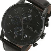  Shop Authentic Hugo Boss Navigator Black Dial Black Leather Strap Watch for Men - 1513497 - Luxxuri