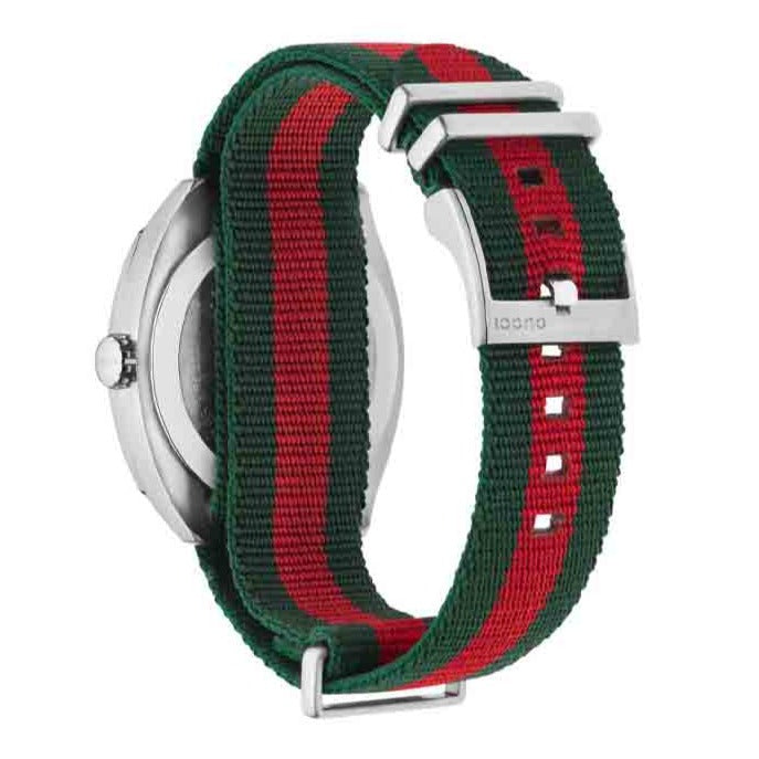  Shop Authentic Gucci GG2570 Quartz Black Dial Green & Red Nylon Strap Watch For Men - YA142305 - Luxxuri