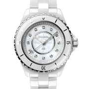  Shop Authentic Chanel J12 Diamonds Mother of Pearl White Dial White Steel Strap Watch for Women - J12 H5704 - Luxxuri