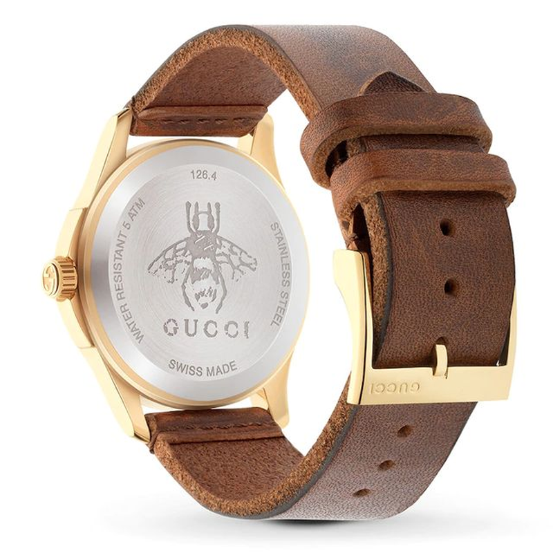  Shop Authentic Gucci G Timeless Quartz Green & Red Dial Brown Leather Strap Watch For Men - YA126451 - Luxxuri