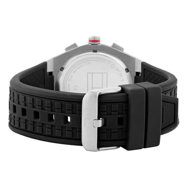  Shop Authentic Tommy Hilfiger Denim Quartz Black Dial Black Rubber Strap Watch for Men - 1791483 - Luxxuri