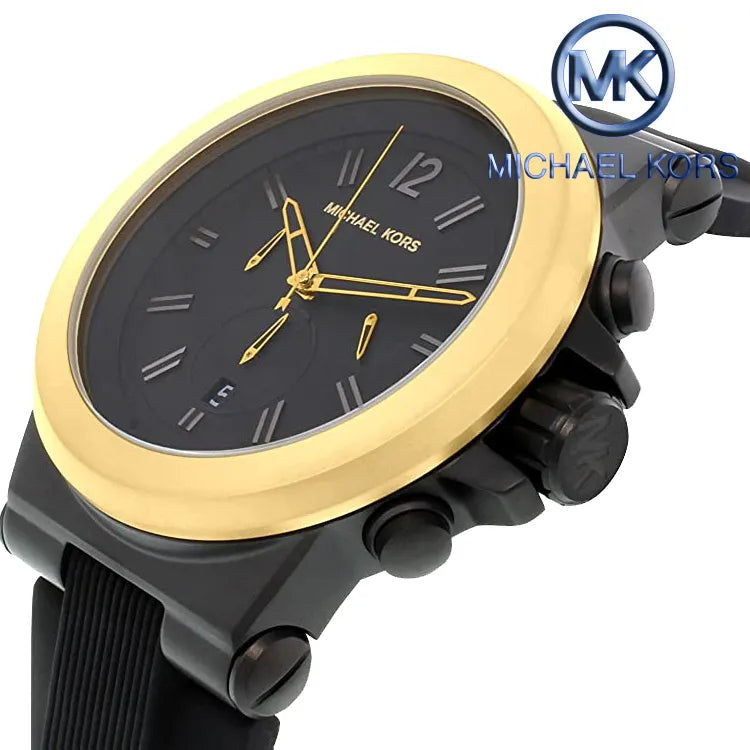  Shop Authentic Michael Kors Dylan Chronograph Quartz Black Dial Black Rubber Strap Watch For Men - MK8383 - Luxxuri