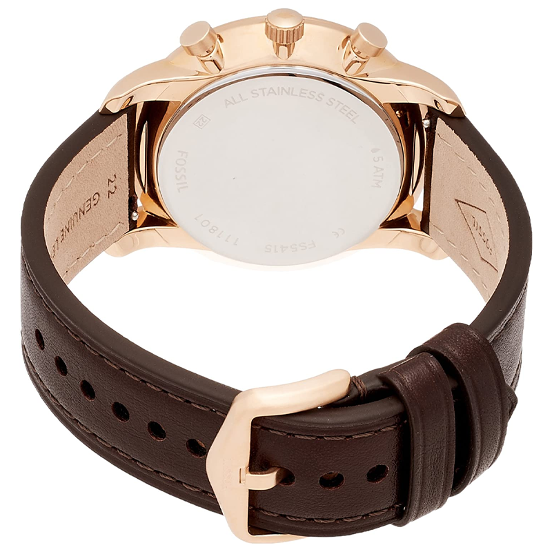  Shop Authentic Fossil Goodwin Chronograph White Dial Brown Leather Strap Watch for Men - FS5415 - Luxxuri