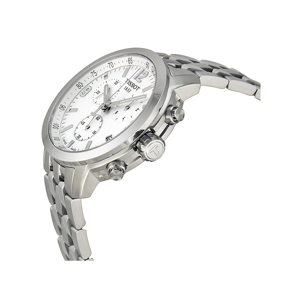  Shop Authentic Tissot PRC 200 Chronograph White Dial Silver Steel Strap Watch For Men - T055.417.11.017.00 - Luxxuri
