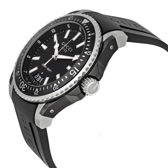  Shop Authentic Gucci Dive Analog Quartz Black Dial Black Rubber Strap Watch For Men -  YA136204 - Luxxuri