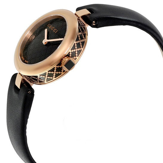  Shop Authentic Gucci Diamantissima Quartz Black Dial Black Leather Strap Watch for Women - YA141501 - Luxxuri