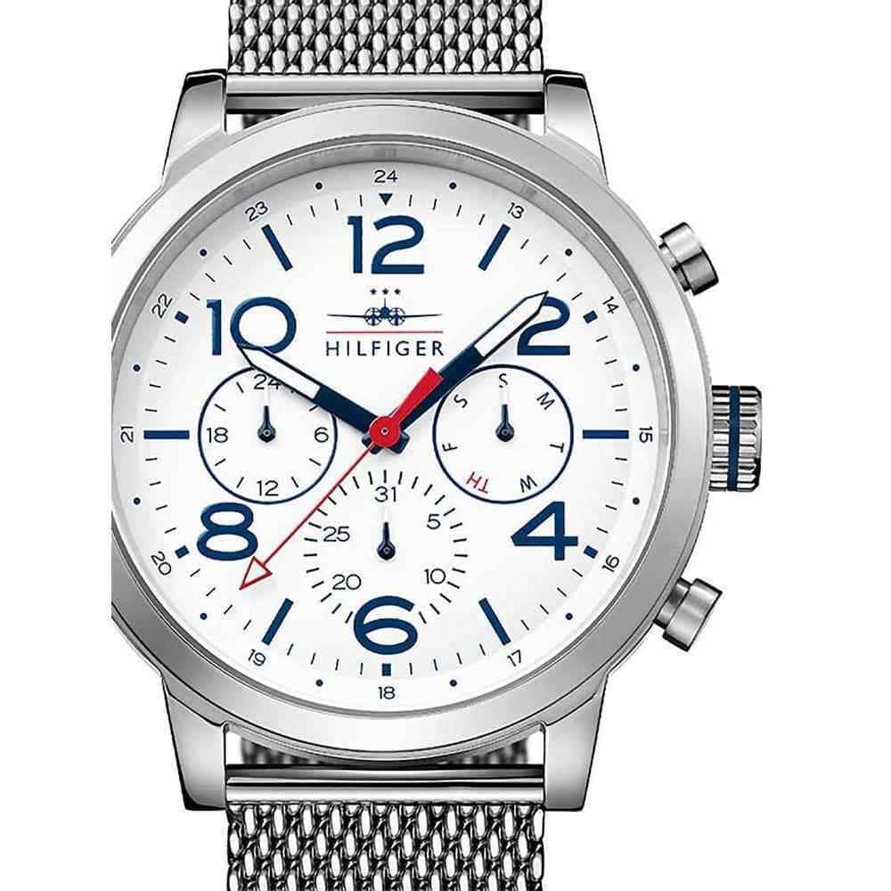  Shop Authentic Tommy Hilfiger Jake Quartz White Dial Silver Mesh Bracelet Watch for Men - 1791233 - Luxxuri