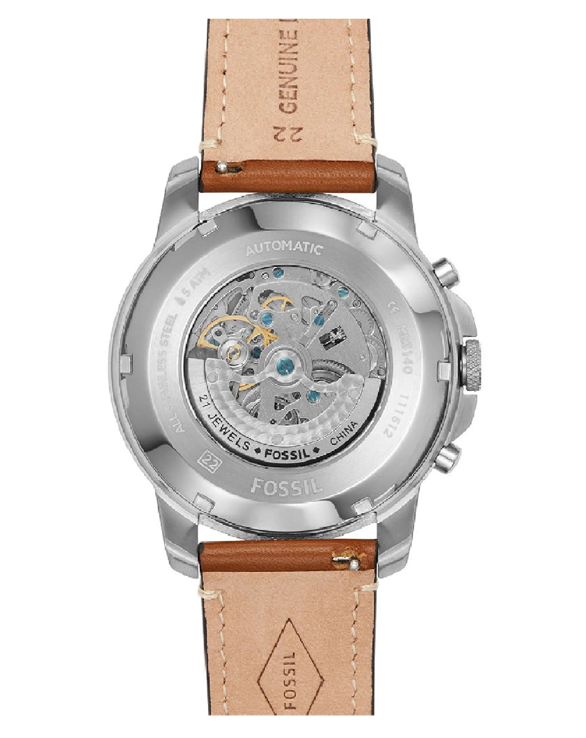 Shop Authentic Fossil Grant Sport Automatic Skeleton Blue Dial Brown Leather Strap Watch for Men - ME3140 - Luxxuri