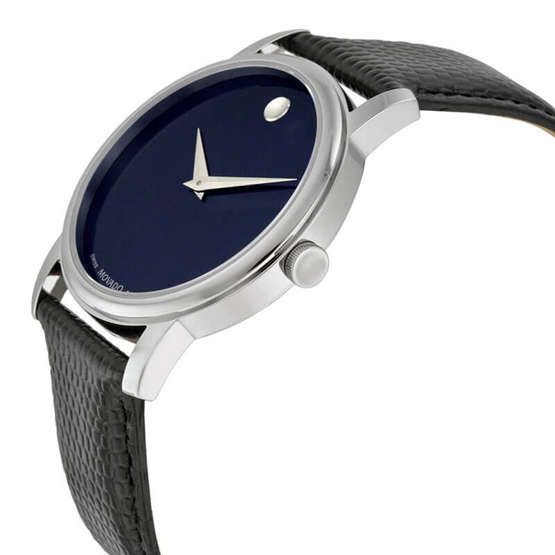  Shop Authentic Movado Museum Blue Dial Black Leather Strap Watch For  Men - 2100009 - Luxxuri