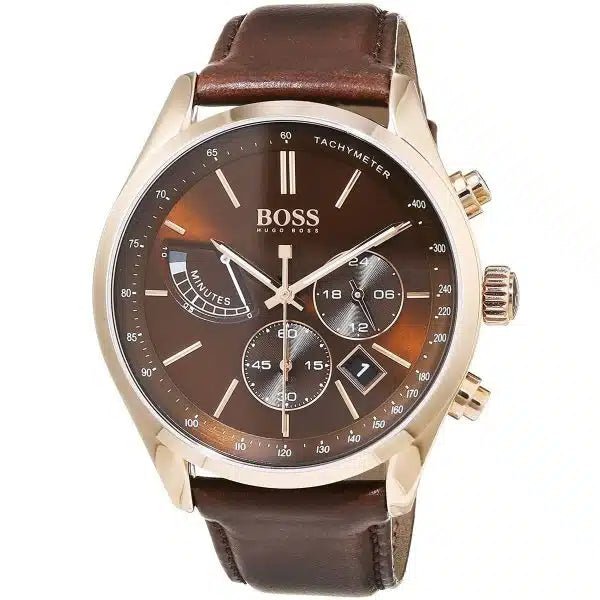  Shop Authentic Hugo Boss Grand Prix Brown Dial Brown Leather Strap Watch for Men - 1513605 - Luxxuri
