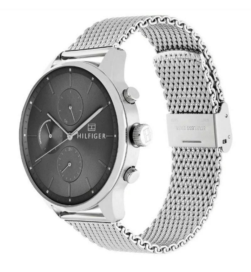  Shop Authentic Tommy Hilfiger Chase Quartz Grey Dial Silver Mesh Bracelet Watch For Men - 1791484 - Luxxuri