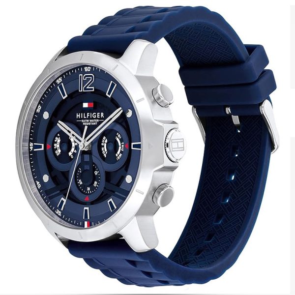 Shop Authentic Tommy Hilfiger Luca Chronograph Blue Dial Blue Silicone Strap Watch For Men - 1710489 - Luxxuri