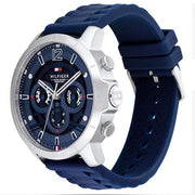  Shop Authentic Tommy Hilfiger Luca Chronograph Blue Dial Blue Silicone Strap Watch For Men - 1710489 - Luxxuri