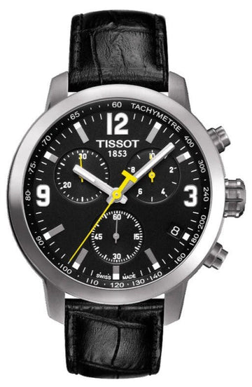  Shop Authentic Tissot PRC 200 Chronograph Black Dial Black Leather Strap Watch For Men - T055.417.16.057.00 - Luxxuri