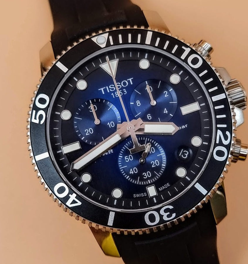  Shop Authentic Tissot Seastar 1000 Chronograph Blue Dial Black Rubber Strap Watch For Men - T120.417.17.041.00 - Luxxuri