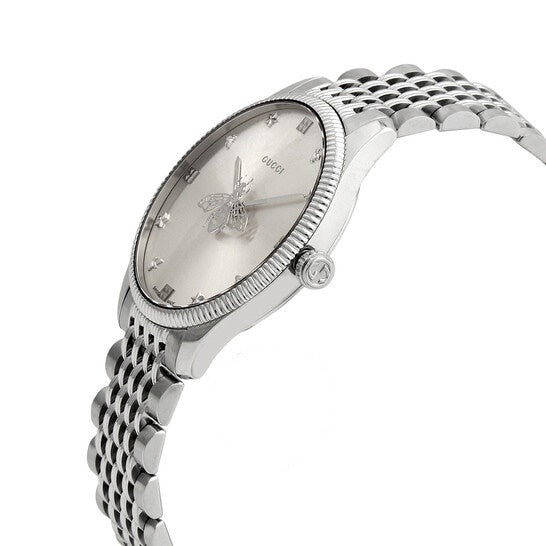 Shop Authentic Gucci G Timeless Quartz Silver Dial Silver Steel Strap Watch For Women - YA1264153 - Luxxuri