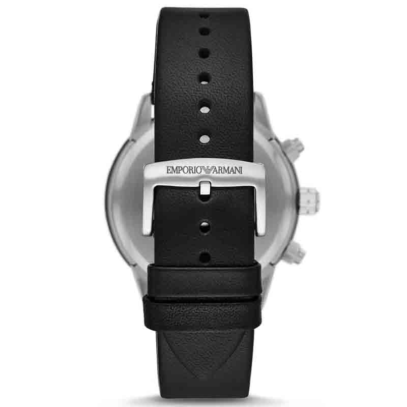  Shop Authentic Emporio Armani Mario Chronograph Black Dial Black Leather Strap Watch For Men - AR11243 - Luxxuri
