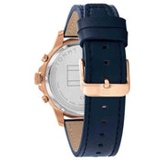  Shop Authentic Tommy Hilfiger Henry Chronograph Quartz Blue Dial Blue Leather Strap Watch For Men - 1710475 - Luxxuri
