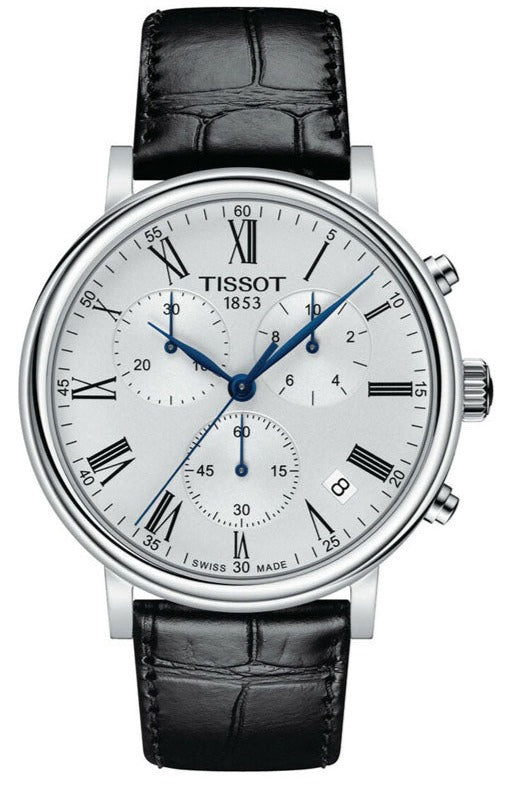  Shop Authentic Tissot Carson Premium Chronograph Silver Dial Black Leather Strap Watch For Men - T122.417.16.033.00 - Luxxuri
