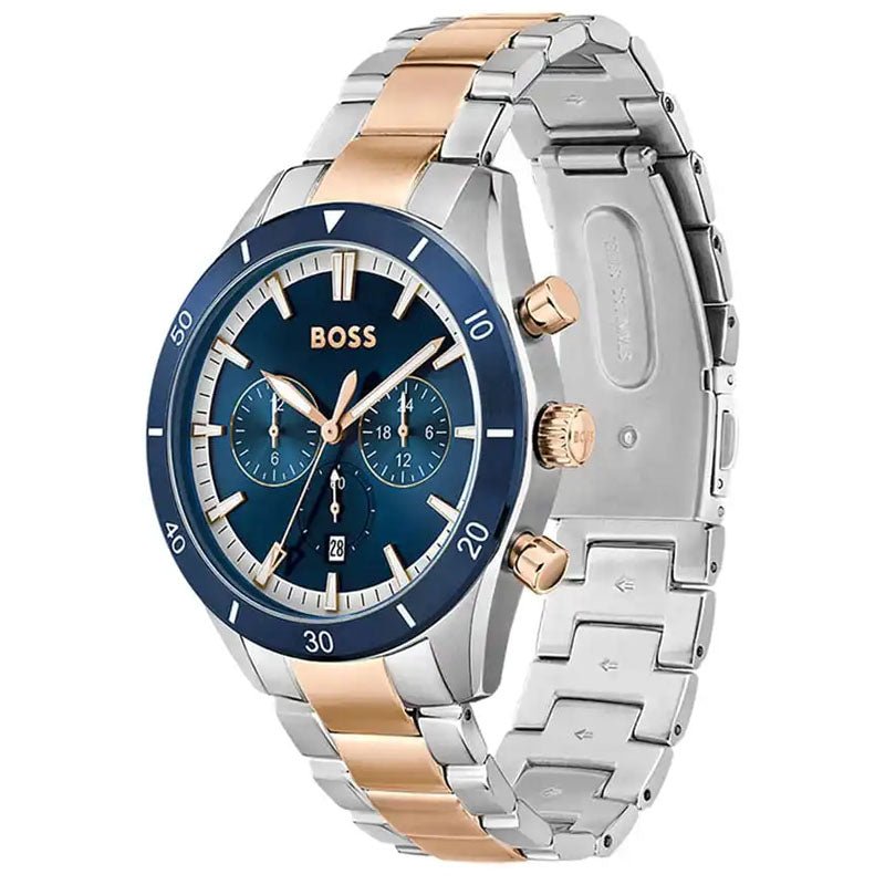  Shop Authentic Hugo Boss Santiago Blue Dial Two Tone Steel Strap Watch for Men - 1513937 - Luxxuri