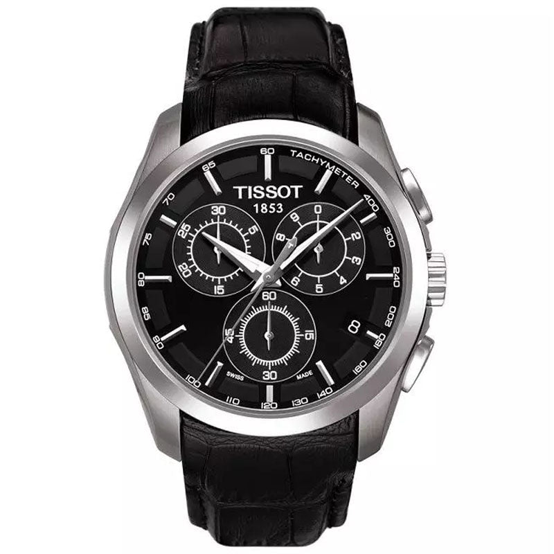  Shop Authentic Tissot T Classic Couturier Chronograph Black Dial Black Leather Strap Watch For Men - T035.617.16.051.00 - Luxxuri