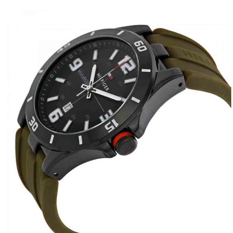  Shop Authentic Tommy Hilfiger Drew Black Dial Green Rubber Strap Watch for Men - 1791065 - Luxxuri